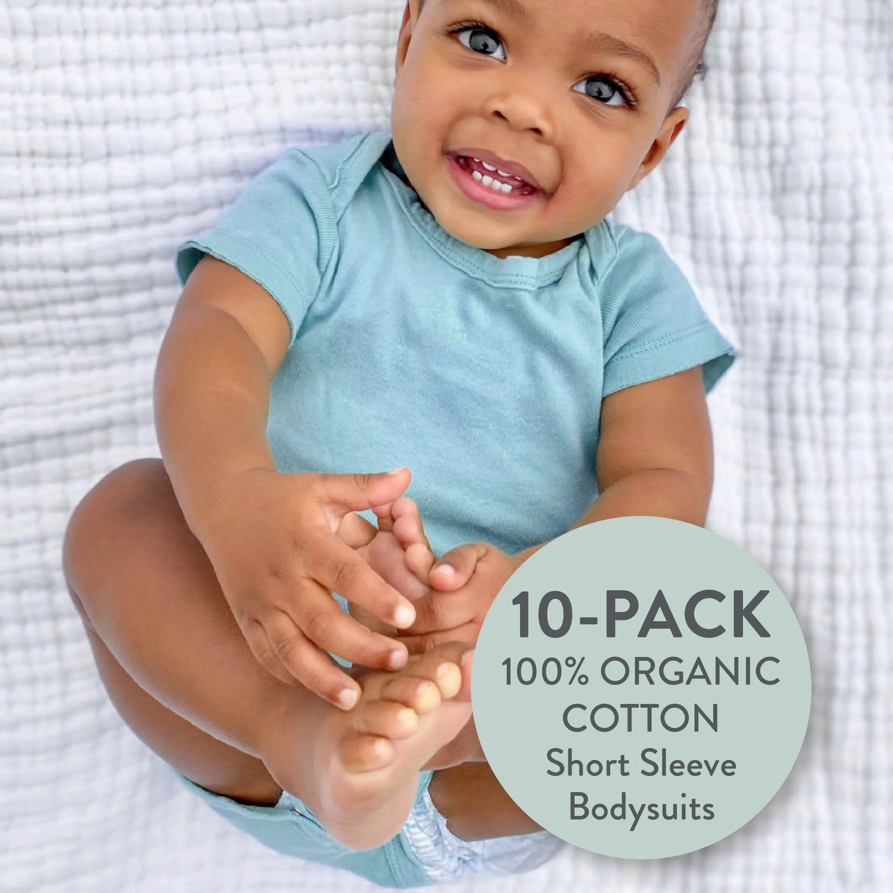20-Pack Organic Cotton Short Sleeve Bodysuit & Bandana Bib Burp Cloth Bundle