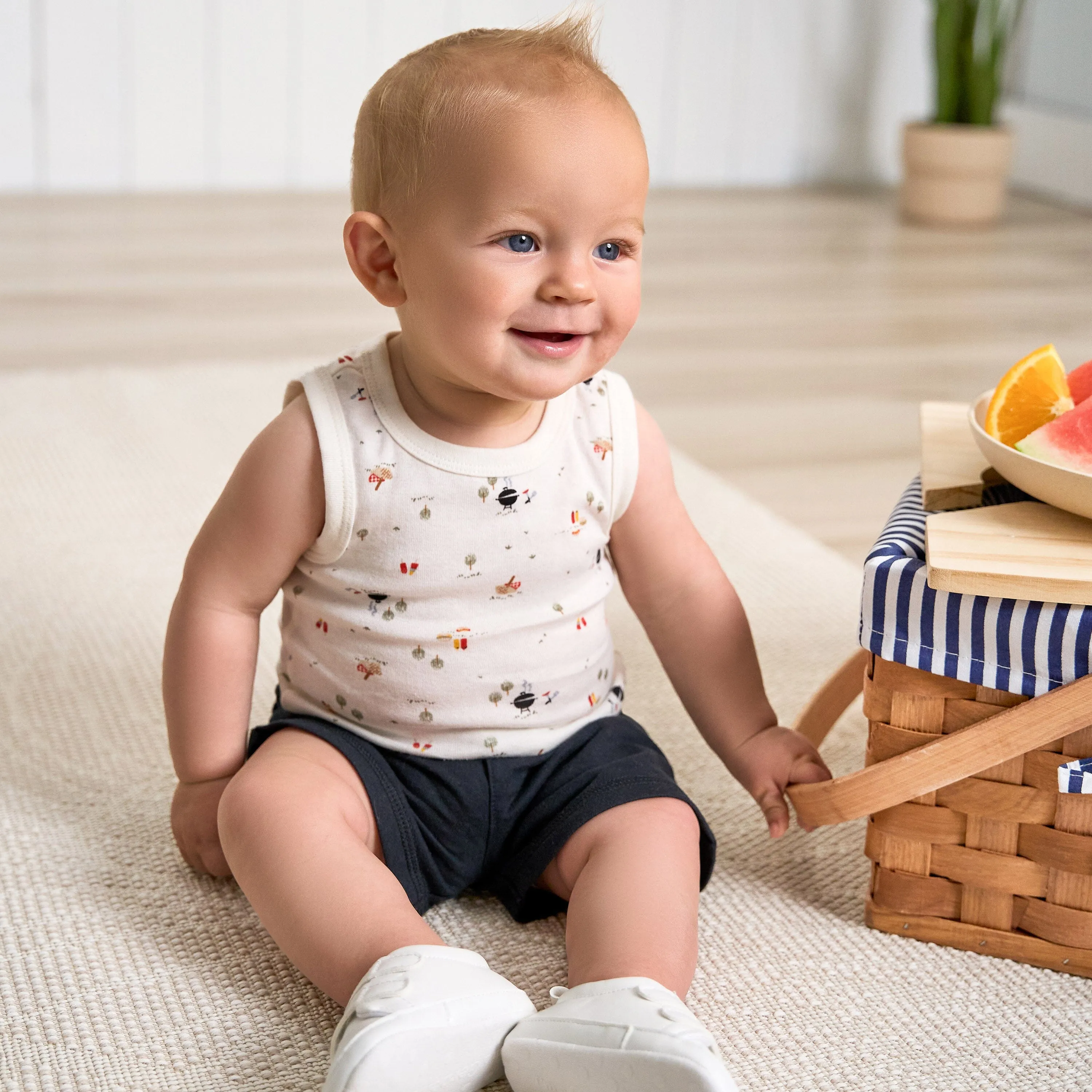4-Pack Baby Boys Backyard BBQ Sleeveless Onesies® Bodysuits