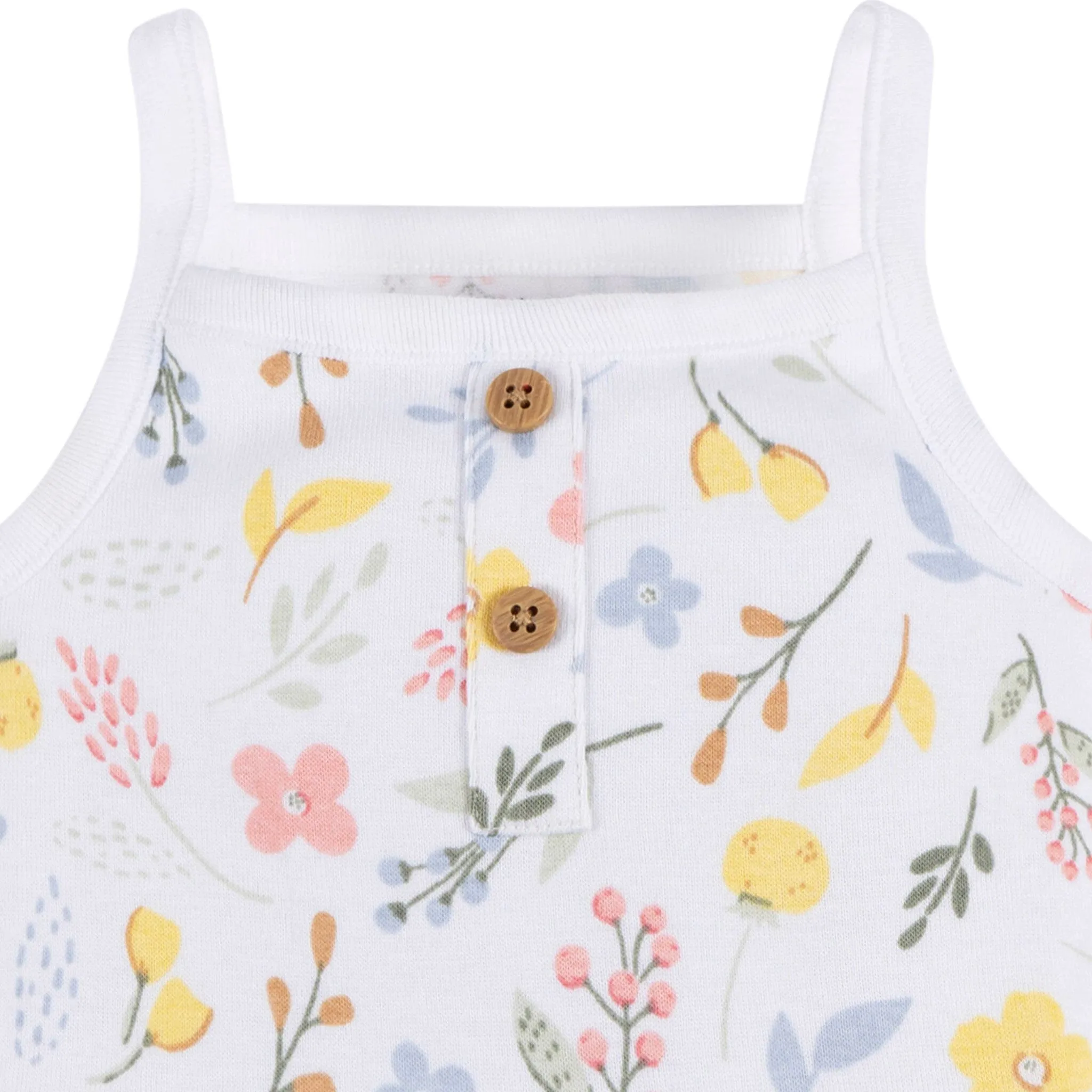 4-Pack Baby Girls White Floral Sleeveless Onesies® Bodysuits