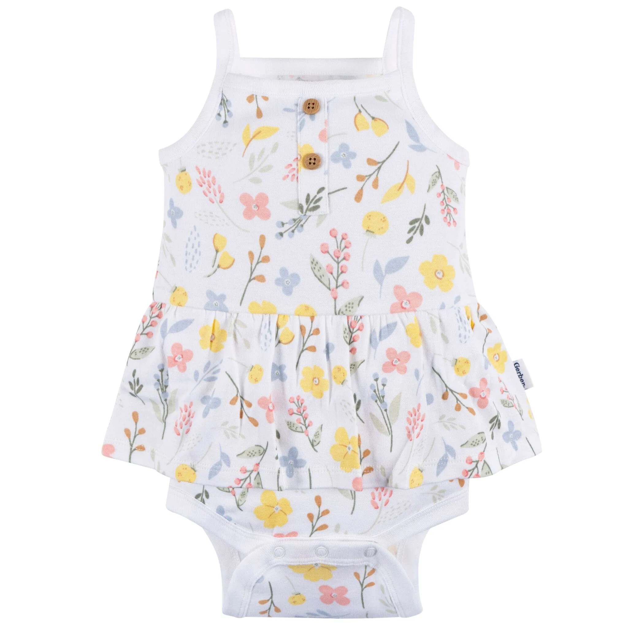 4-Pack Baby Girls White Floral Sleeveless Onesies® Bodysuits