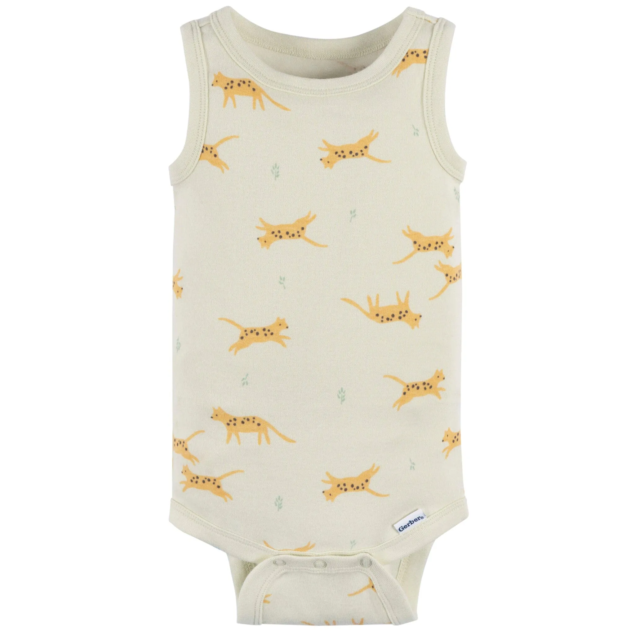 4-Pack Baby Neutral Ivory Safari Sleeveless Onesies® Bodysuits
