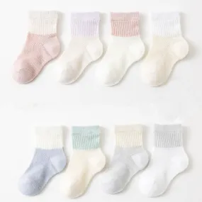 4 Pairs Baby Simple Splicing Soft Socks