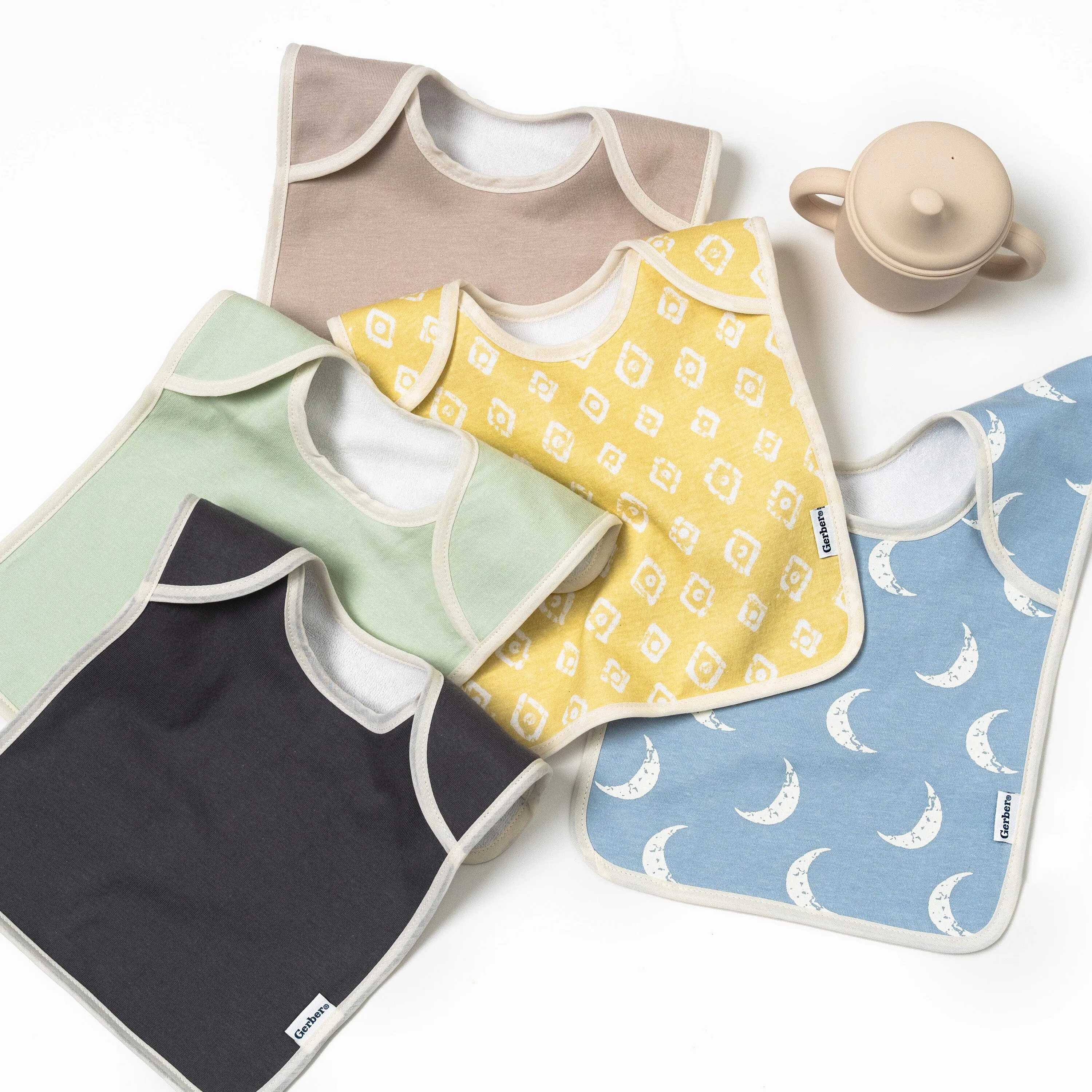 8-Pack Baby Boys Space Jersey Lap Shoulder Bibs