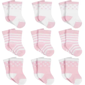 9-Pack Baby Girls Stars Jersey Crew Socks