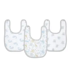 Aden   Anais - 3Pk Cotton Muslin Snap Bib, Natural History