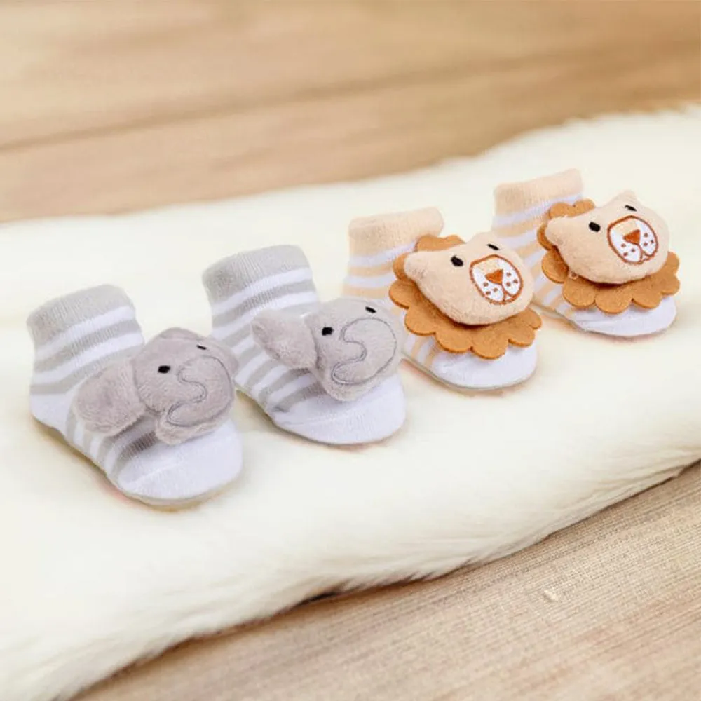 AFR Lion & Elephant Skin & Grey 2 Pairs Rattle Socks Box 12643