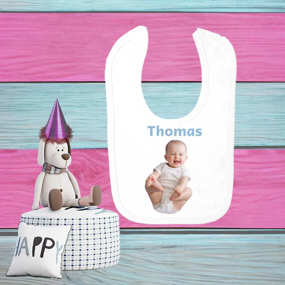 Baby Bib Printed With Any Photograph And Or Text, Perfect  Baby Gift