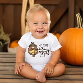 Baby Boy 1st Thanksgiving  My First Turkey Day Bodysuit