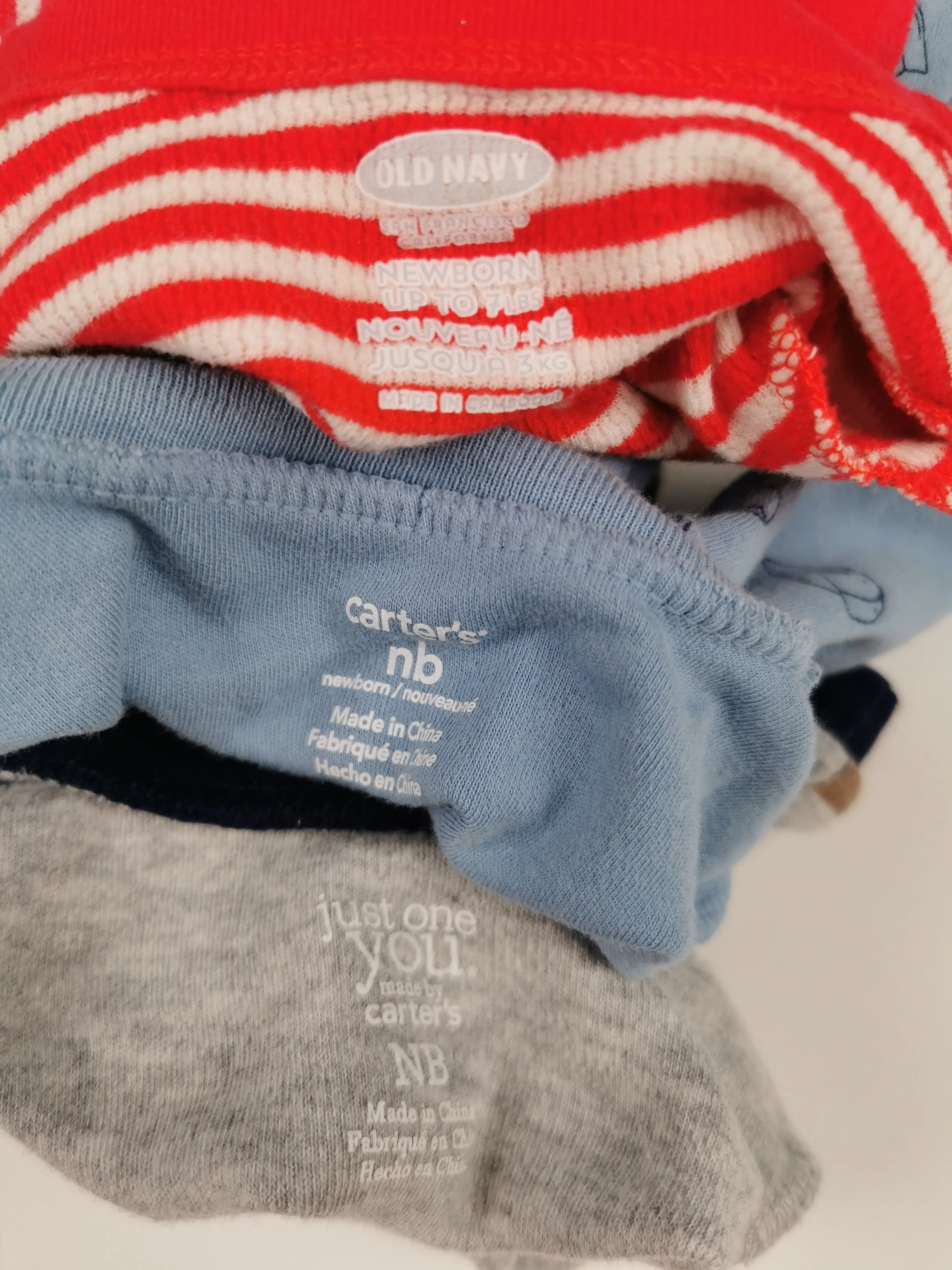 BABY BOY SIZE NEWBORN - 3 Pack Soft Cotton, Footed Onesies VGUC B6