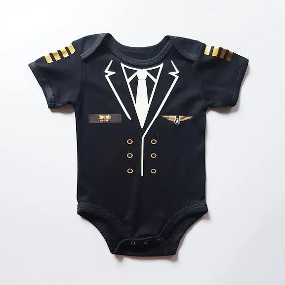 Baby Career Onesies - Pilot Black with Free Name Badge