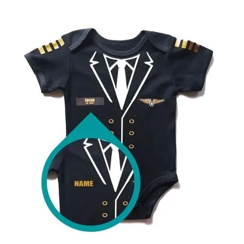 Baby Career Onesies - Pilot Black with Free Name Badge