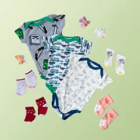 Baby Cars Print Romper Set - (Pack of 10)