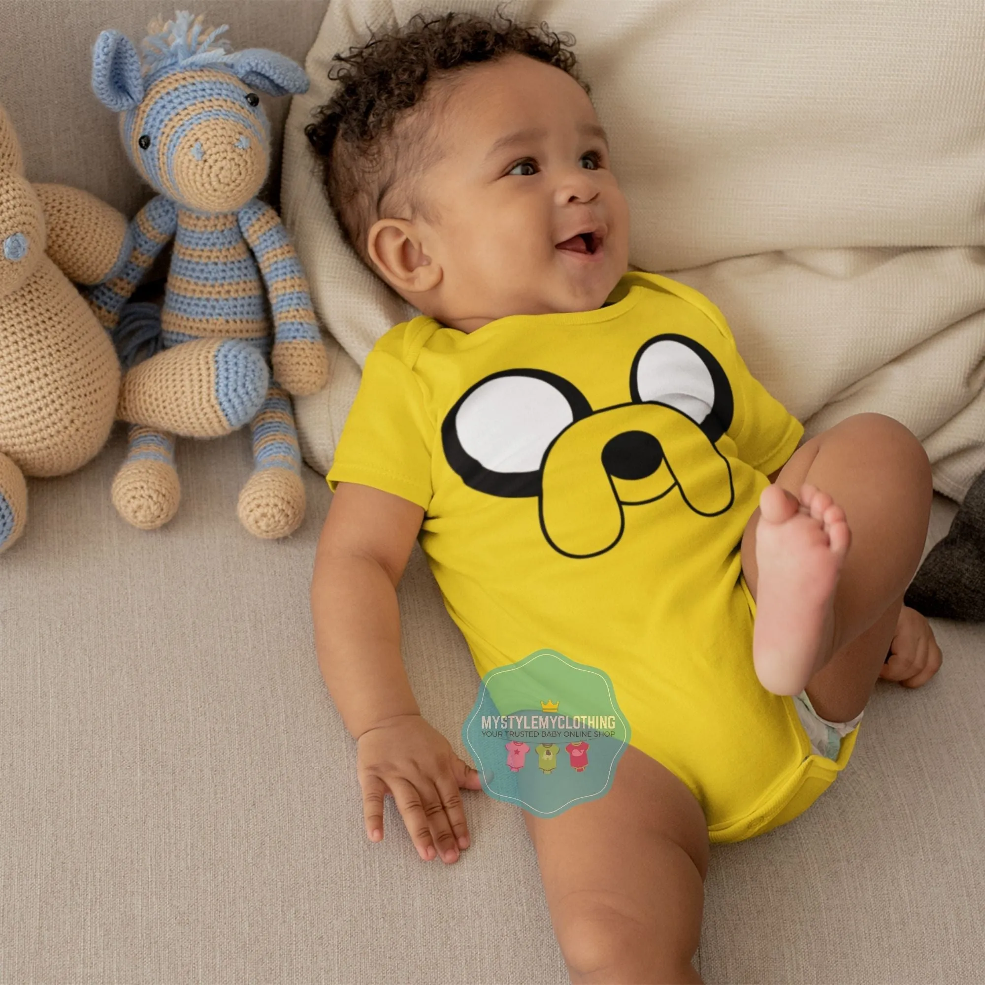 Baby Character Onesies with FREE Name Back Print  - Adventure Time Jake