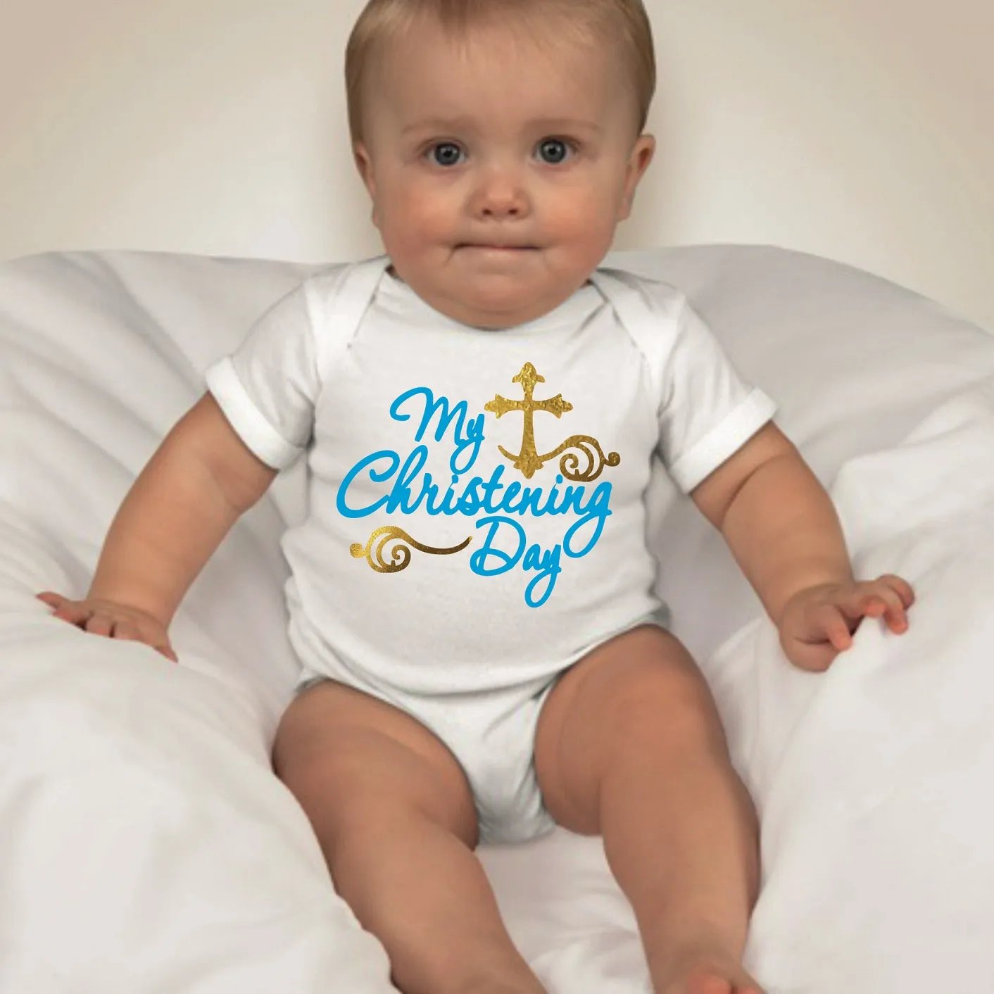 Baby Christening Baptism Dedication - My Christening Day Boy Blue Gold