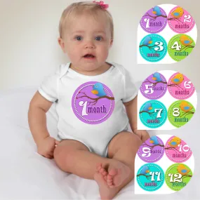 Baby Custom Monthly Onesies - Birds and Twigs