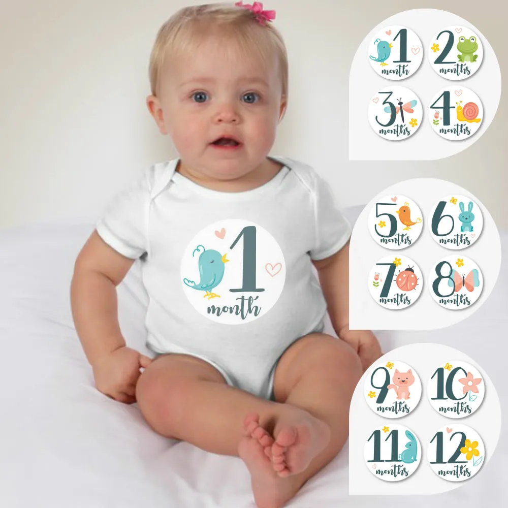 Baby Custom Monthly Onesies - Birds