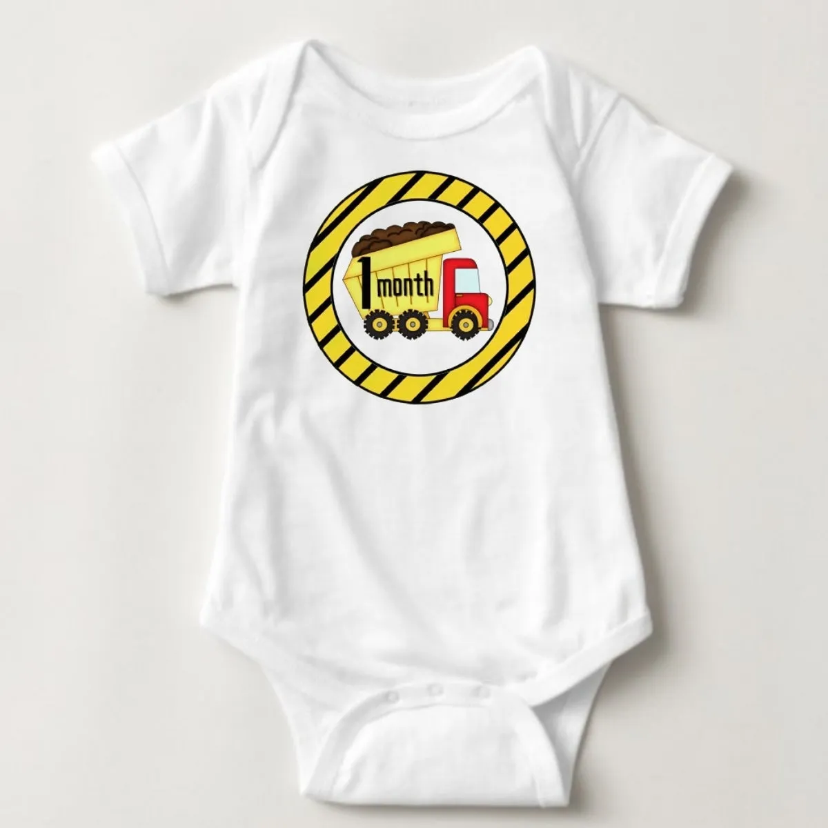 Baby Custom Monthly Onesies - Construction Trucks