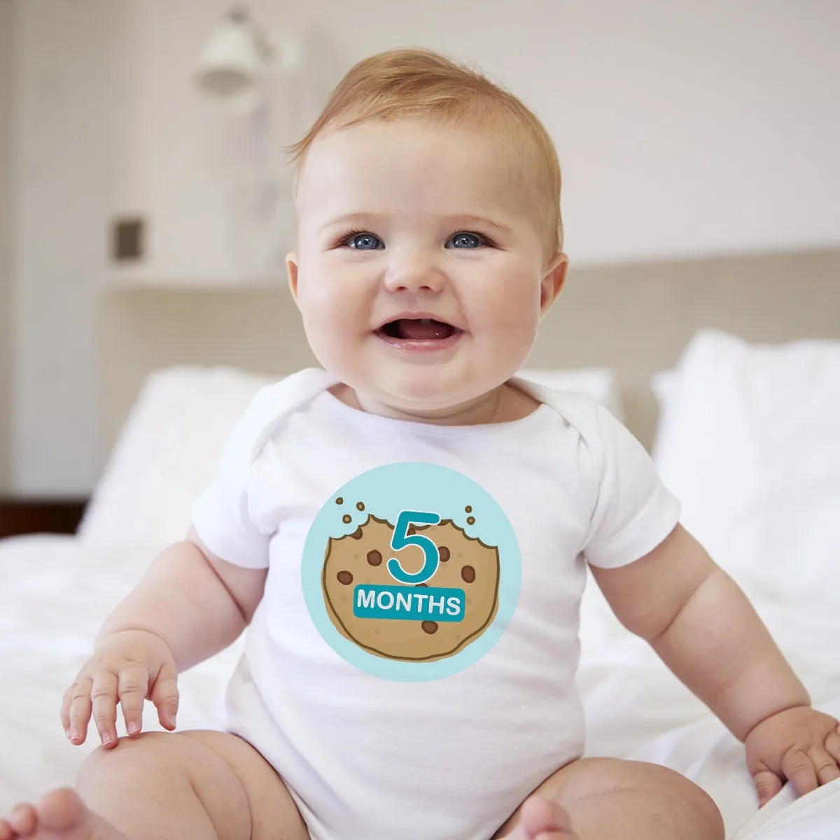 Baby Custom Monthly Onesies - Cookies Blue