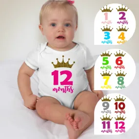 Baby Custom Monthly Onesies - Crown Princess