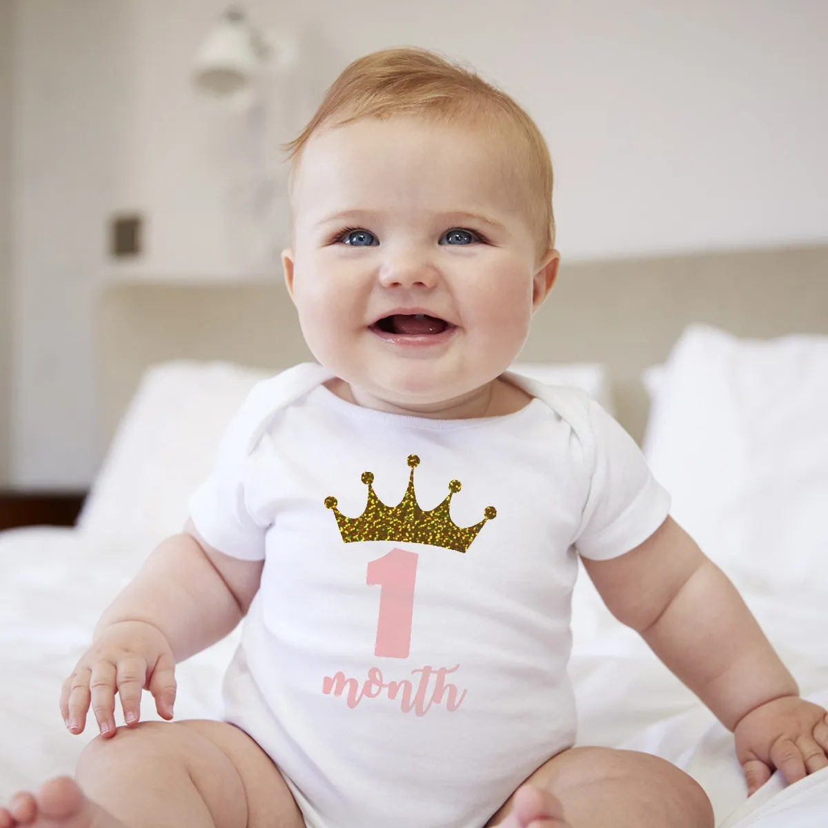 Baby Custom Monthly Onesies - Crown Princess