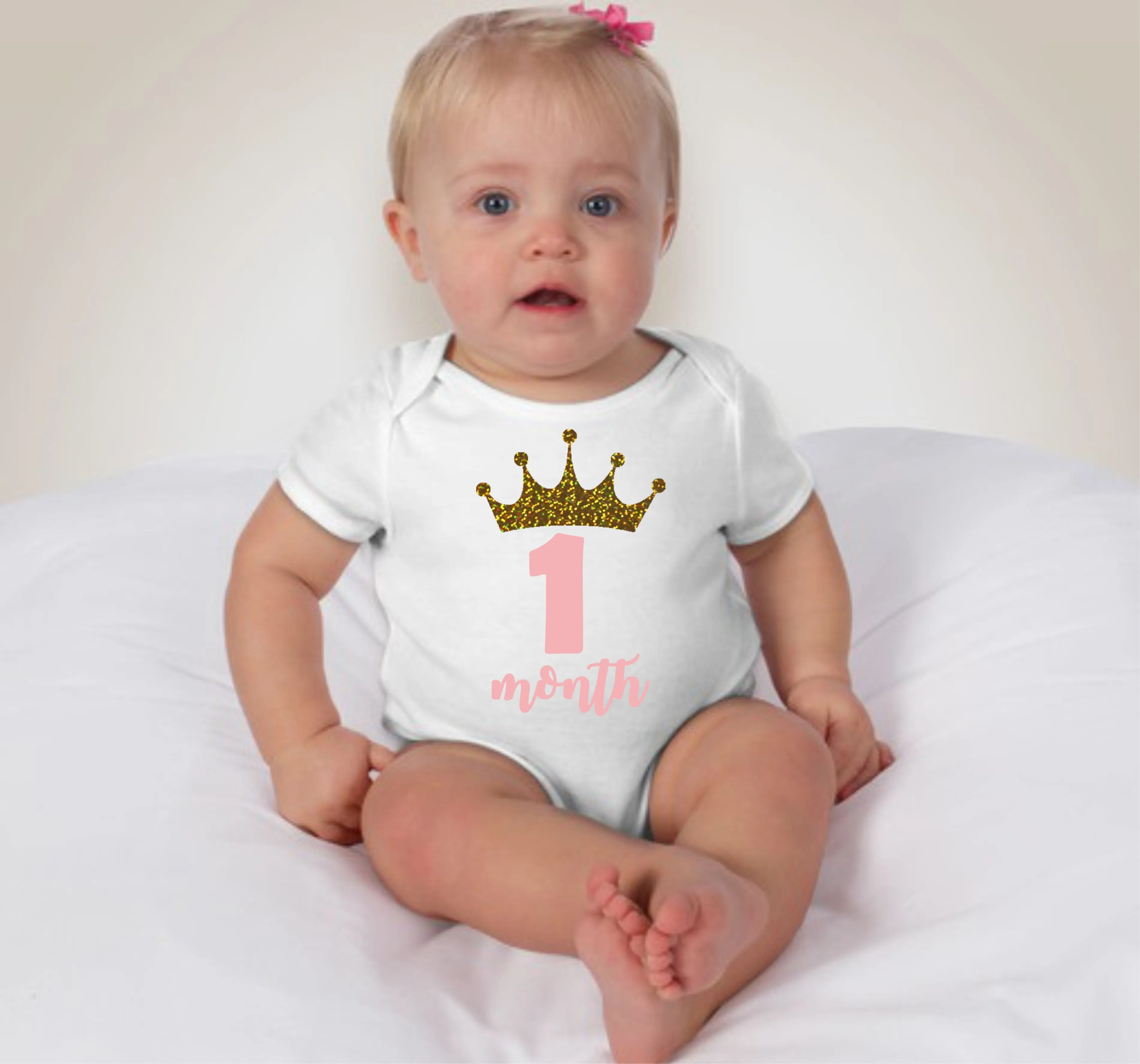 Baby Custom Monthly Onesies - Crown Princess