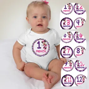 Baby Custom Monthly Onesies - Minnie Mouse Purple