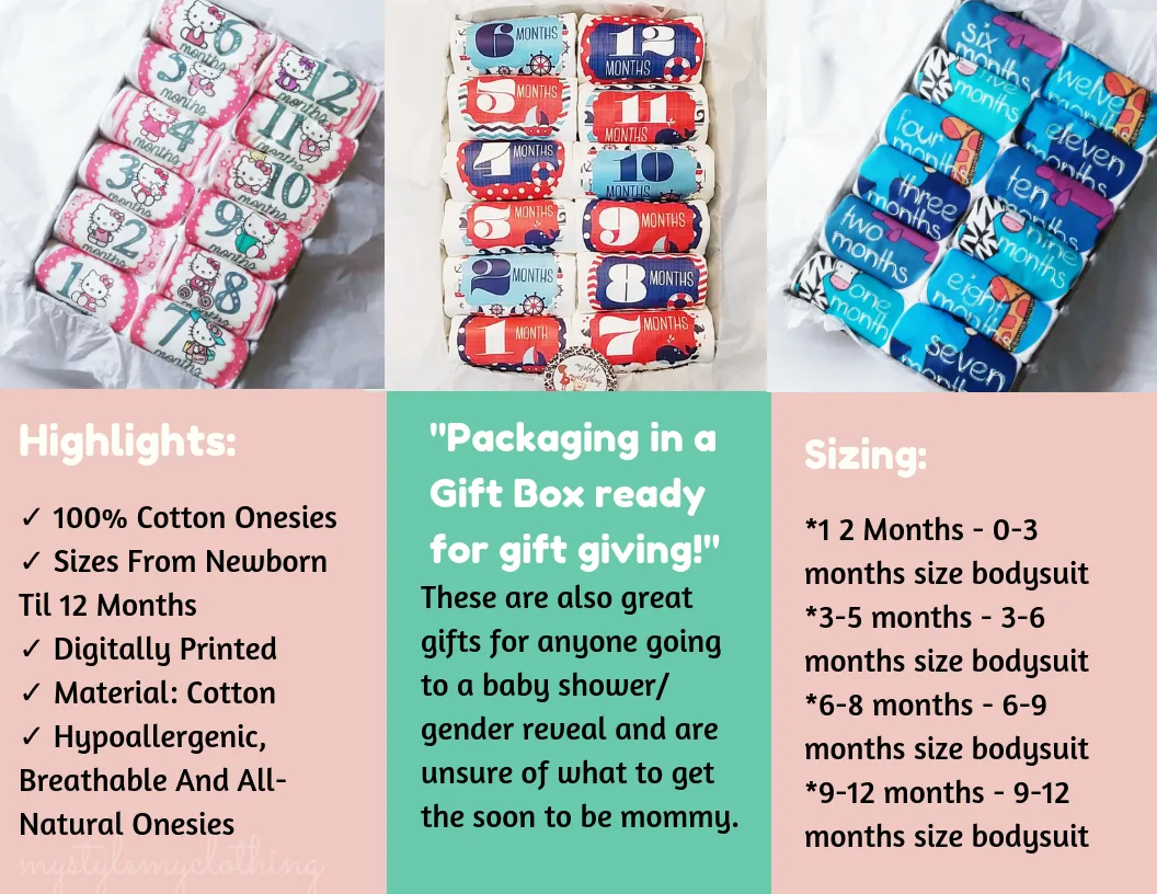 Baby Custom Monthly Onesies - Patterns 7