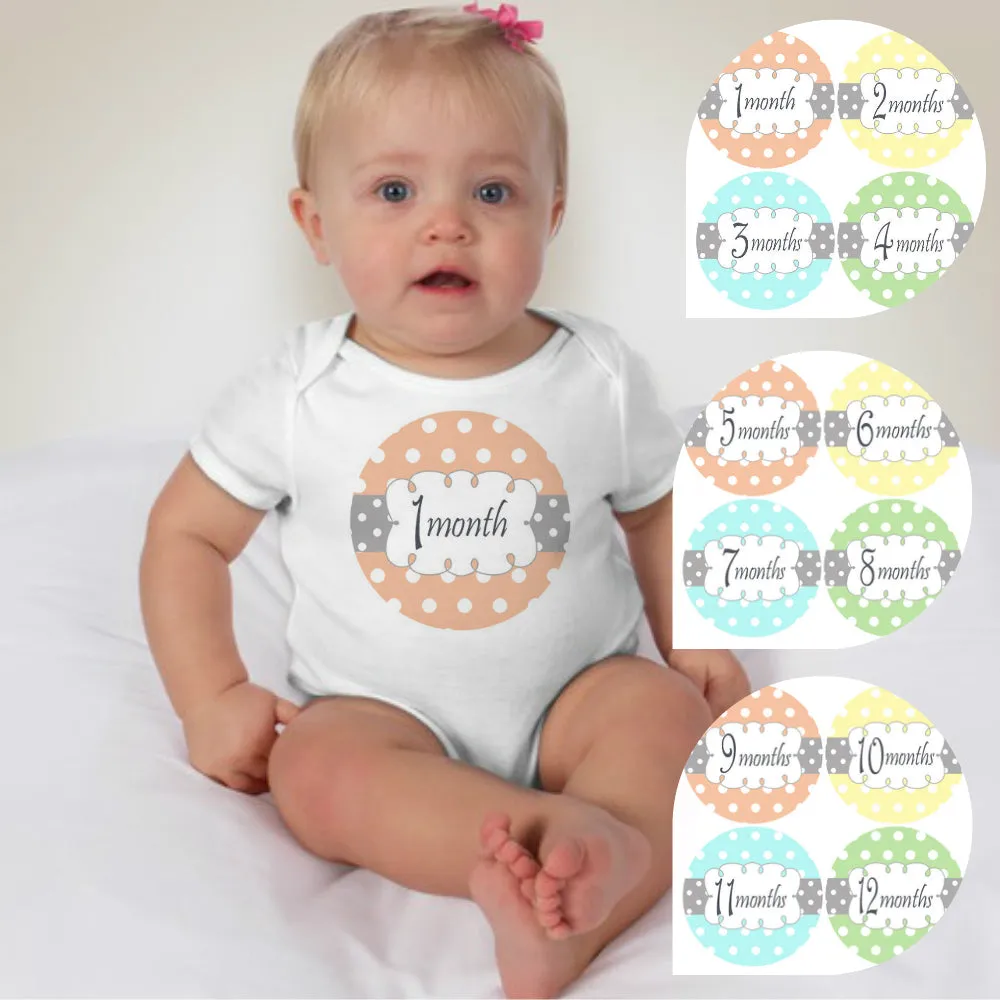 Baby Custom Monthly Onesies - Polkas