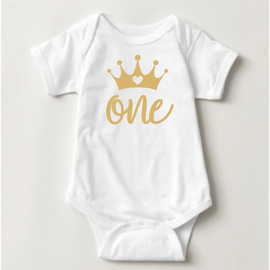 Baby Custom Monthly Onesies - Princess/Prince Gold Crown