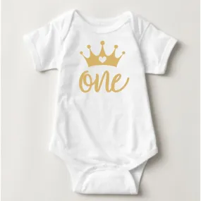Baby Custom Monthly Onesies - Princess/Prince Gold Crown