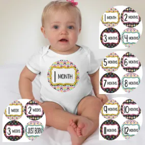 Baby Custom Monthly Onesies - Rainbow Patterns