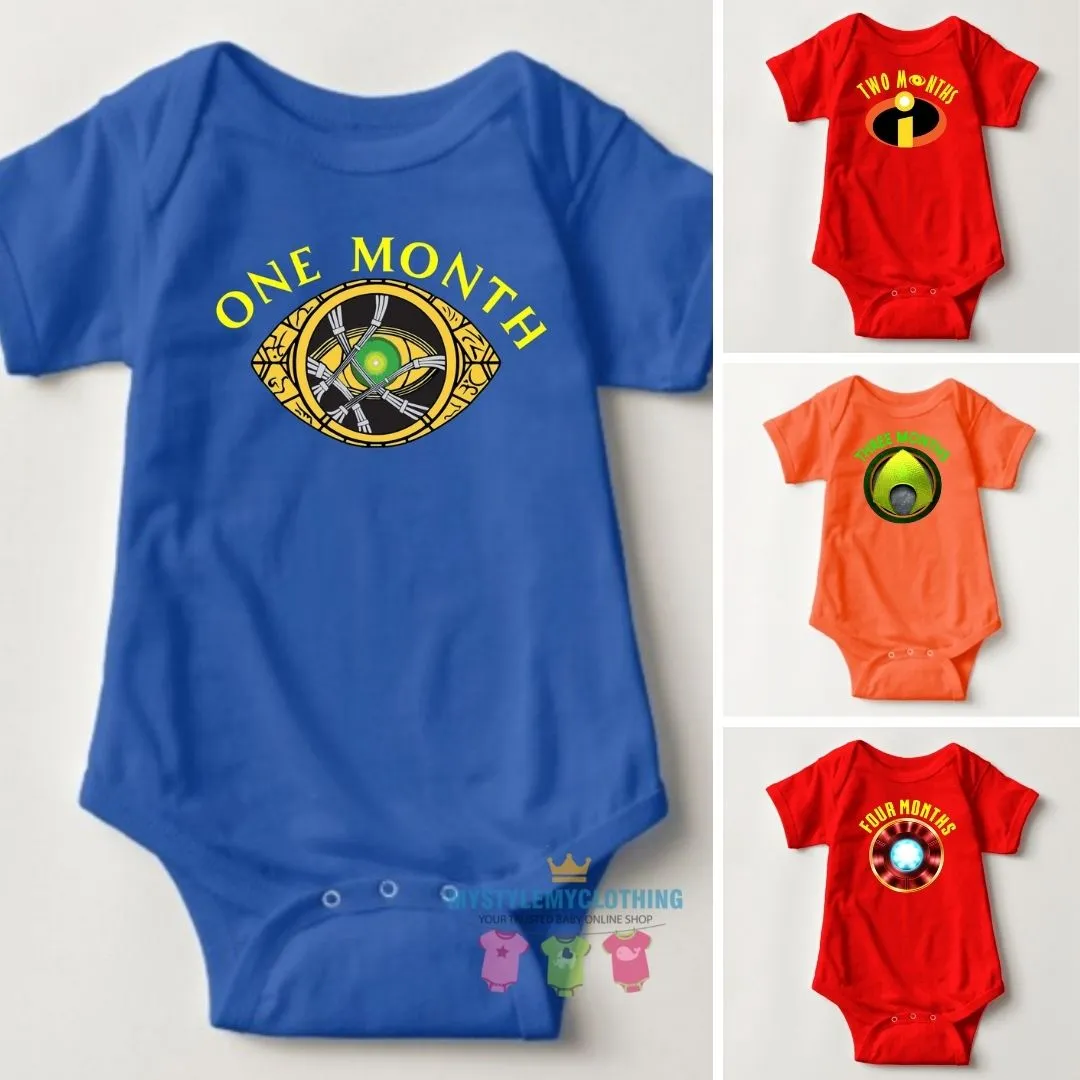 Baby Custom Monthly Onesies - Superheroes Collection