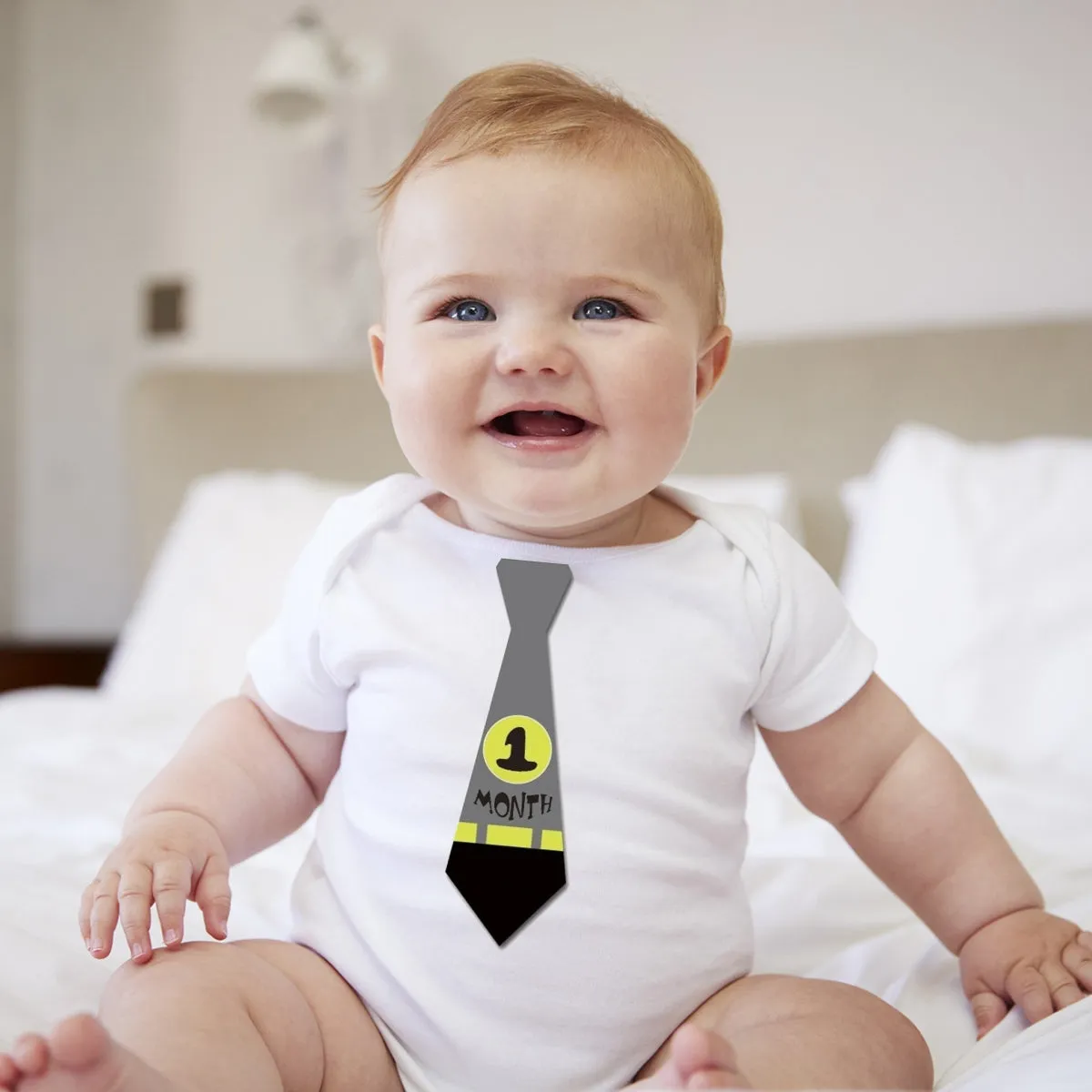 Baby Custom Monthly Onesies - Superheroes Necktie