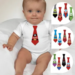 Baby Custom Monthly Onesies - Superheroes Necktie
