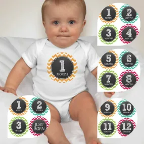 Baby Custom Monthly Onesies - Unisex Chevron