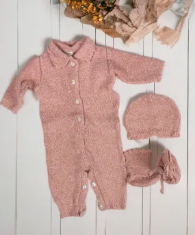 BABY GIRL SIZE 0/6 MONTHS - Baby GAP, 3 Piece Fall Outfit, Knit Romper With Matching Booties   Hat EUC B25