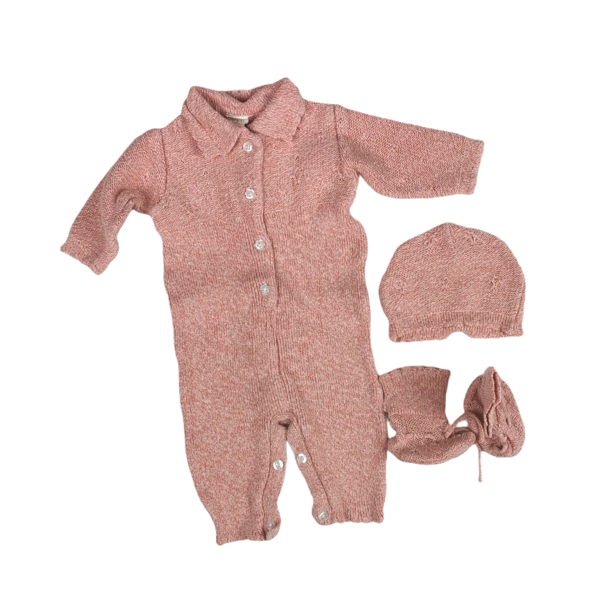 BABY GIRL SIZE 0/6 MONTHS - Baby GAP, 3 Piece Fall Outfit, Knit Romper With Matching Booties   Hat EUC B25