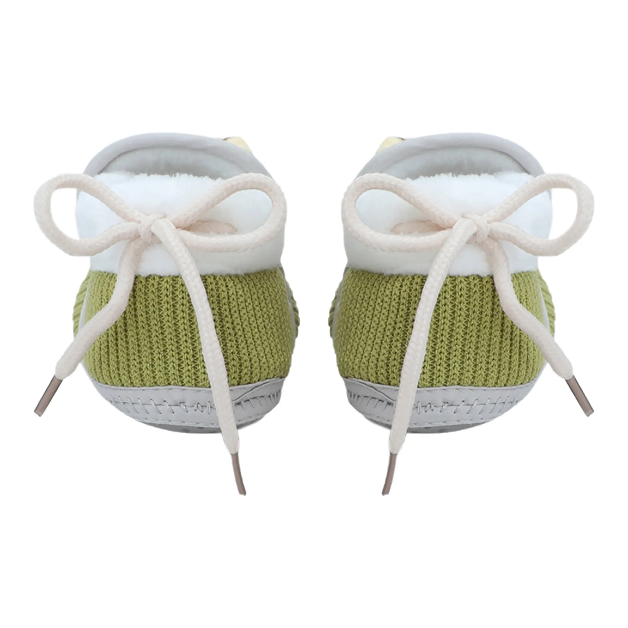 Baby Moo 3D Kitty Ribbed Soft Slip-On Anti-Skid Plush Warm Booties - Green