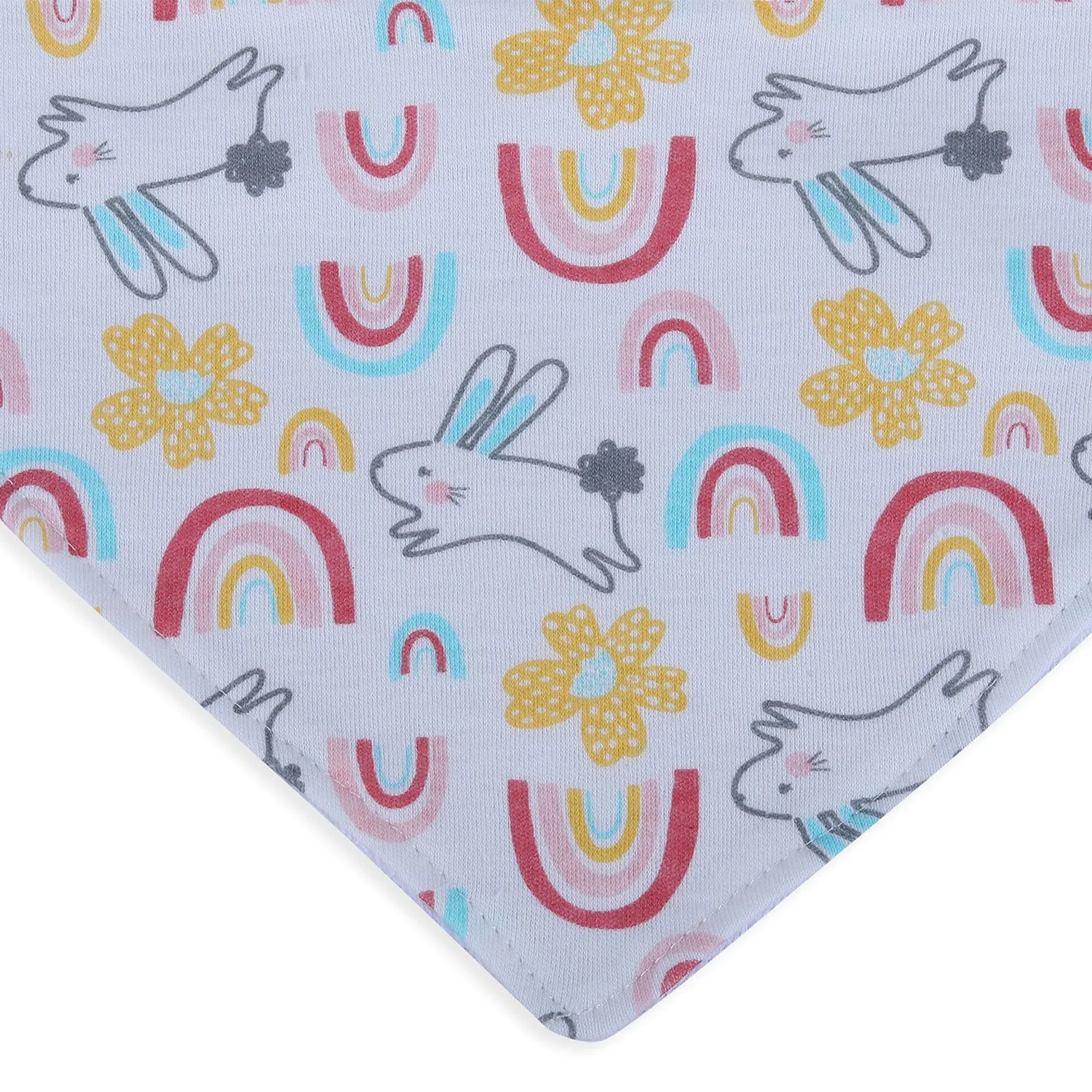 Baby Moo Bunny Chasing Rainbow  Cotton 3 Pack Bandana Bibs - Pink