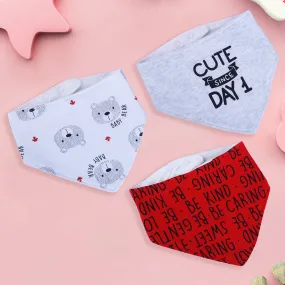 Baby Moo Cute Since Day 1 Cotton 3 Pack Bandana Bibs - Red