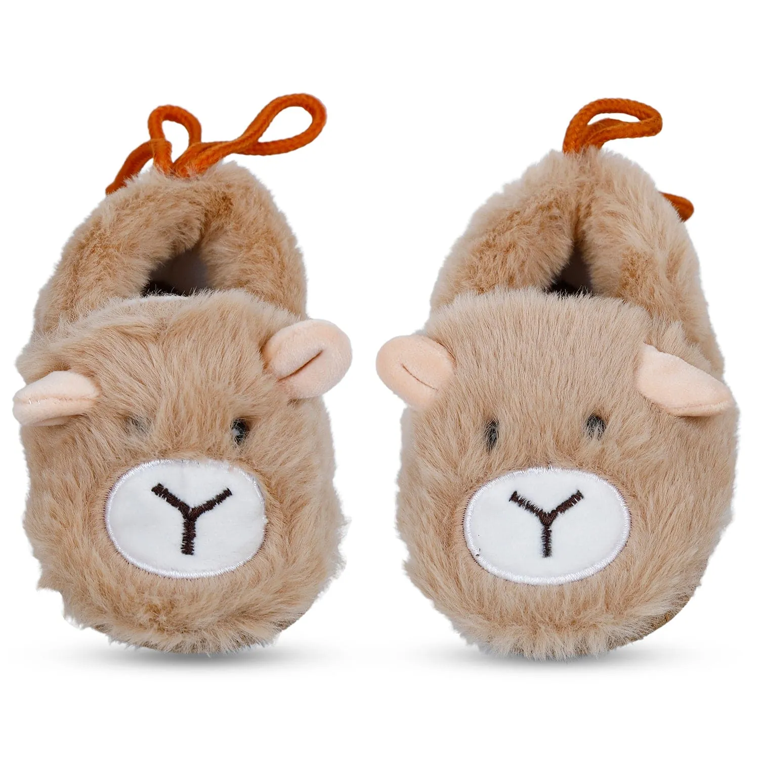 Baby Moo Furry Bear Warm And Cozy Anti Skid Booties - Brown