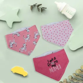 Baby Moo I Got It From My Mama Cotton 3 Pack Bandana Bibs - Pink