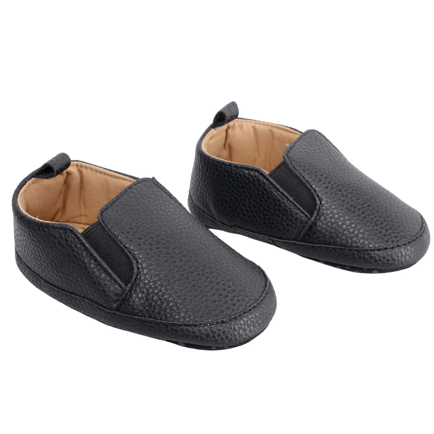 Baby Moo Leather Black Slip-On Booties