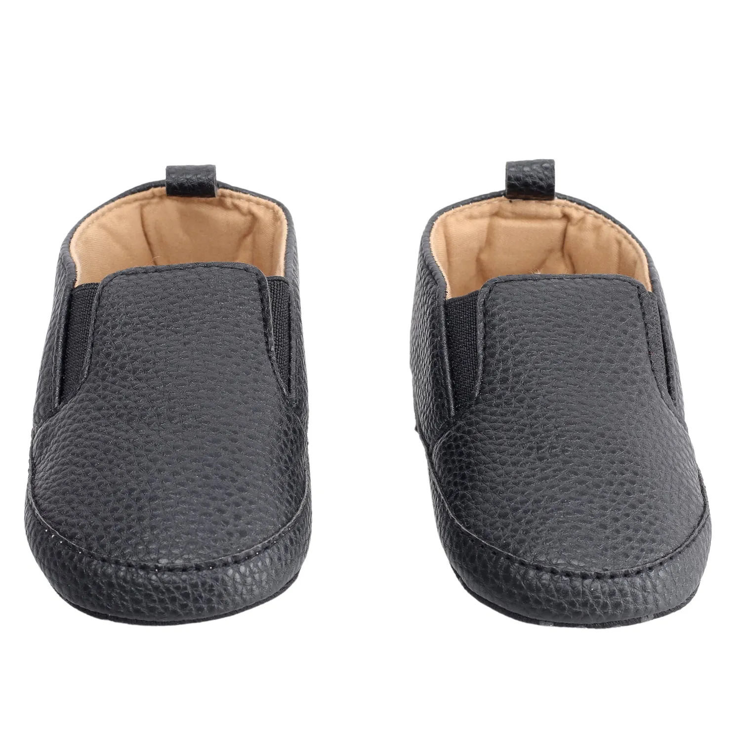 Baby Moo Leather Black Slip-On Booties
