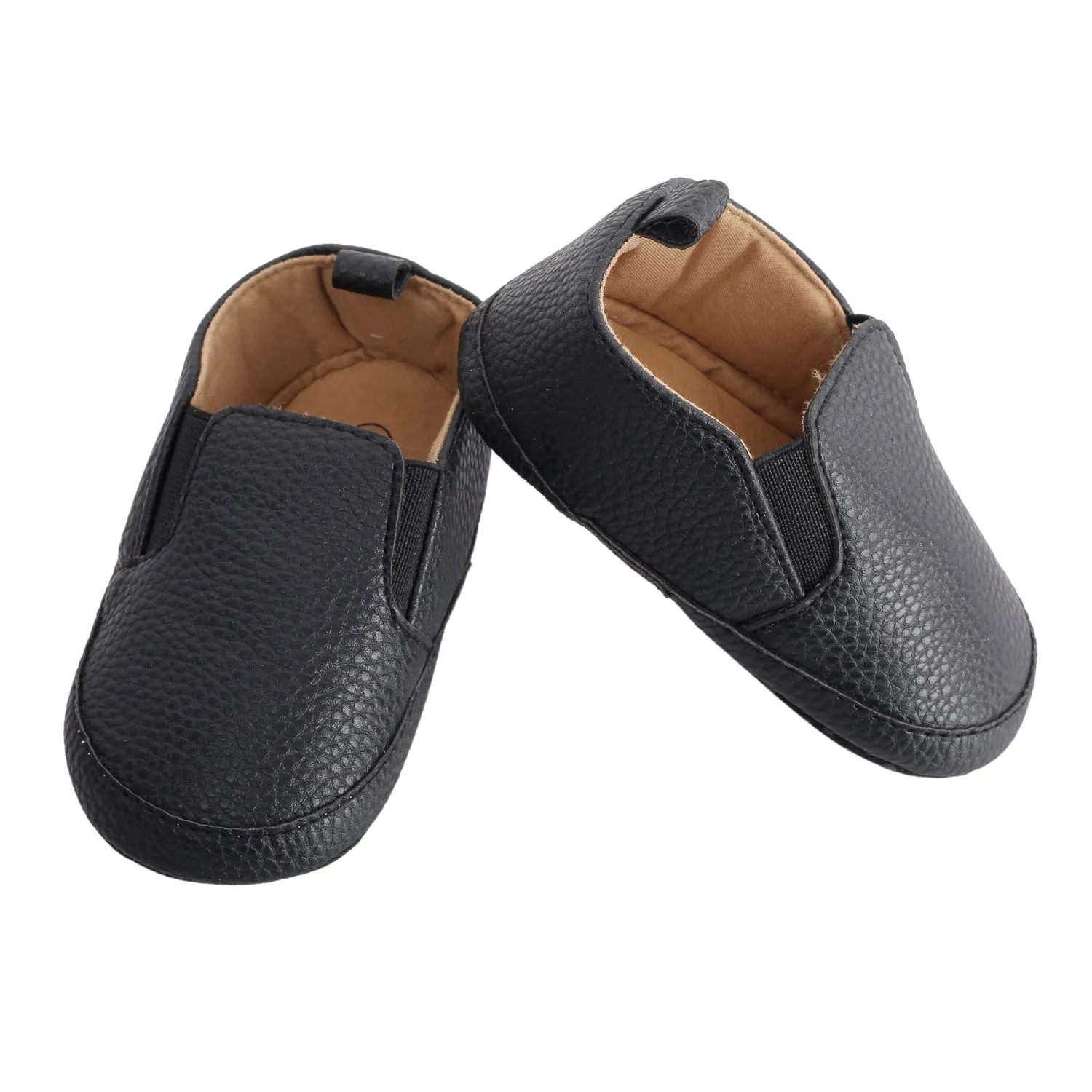 Baby Moo Leather Black Slip-On Booties