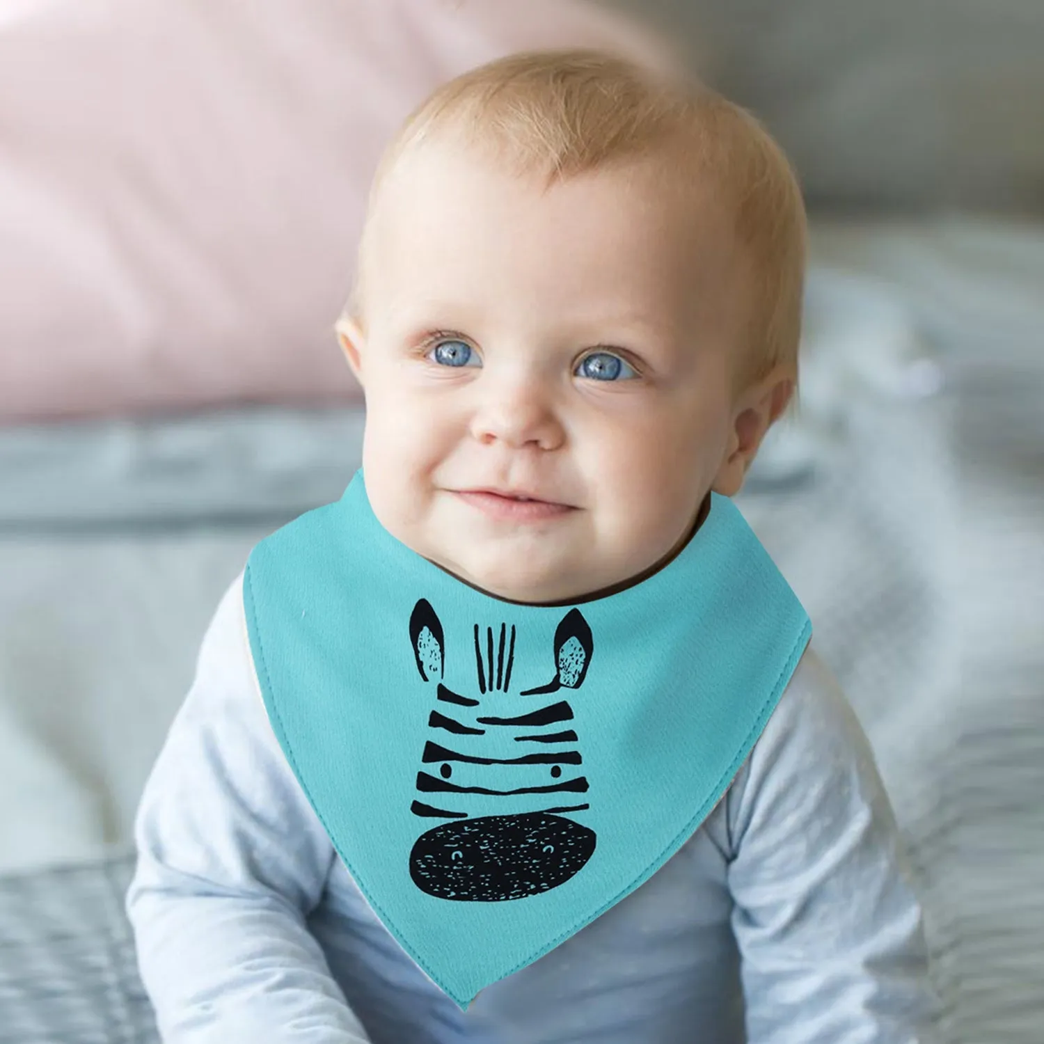 Baby Moo Zoo Animals Cotton 3 Pack Bandana Bibs - Multicolour