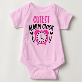 Baby Statement Onesies - Cutest Alarm Clock Pink