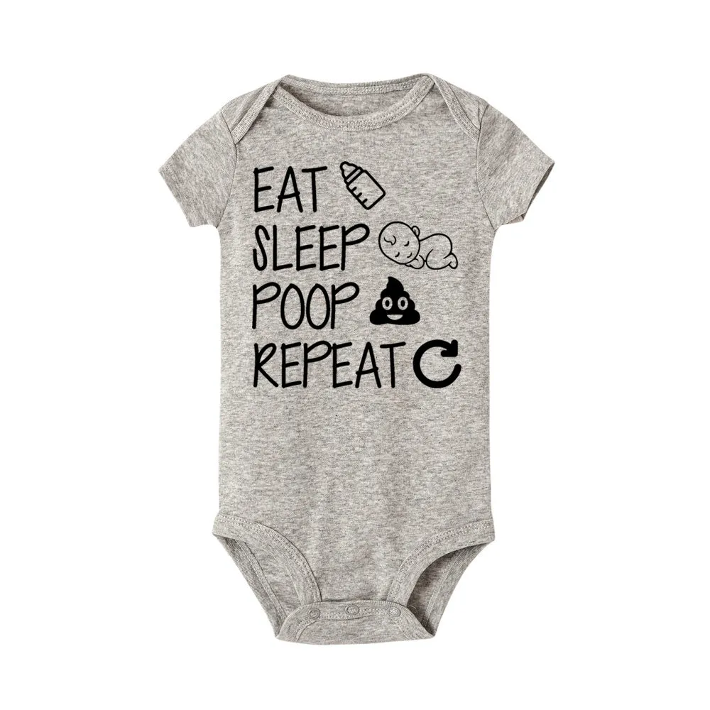 Baby Statement Onesies - Eat Sleep Poop Repeat (GRAY)