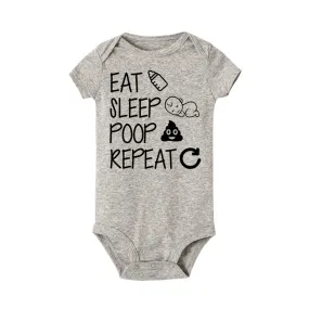 Baby Statement Onesies - Eat Sleep Poop Repeat (GRAY)