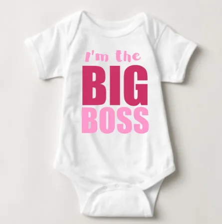 Baby Statement Onesies - Im the BIG BOSS Pink or Blue